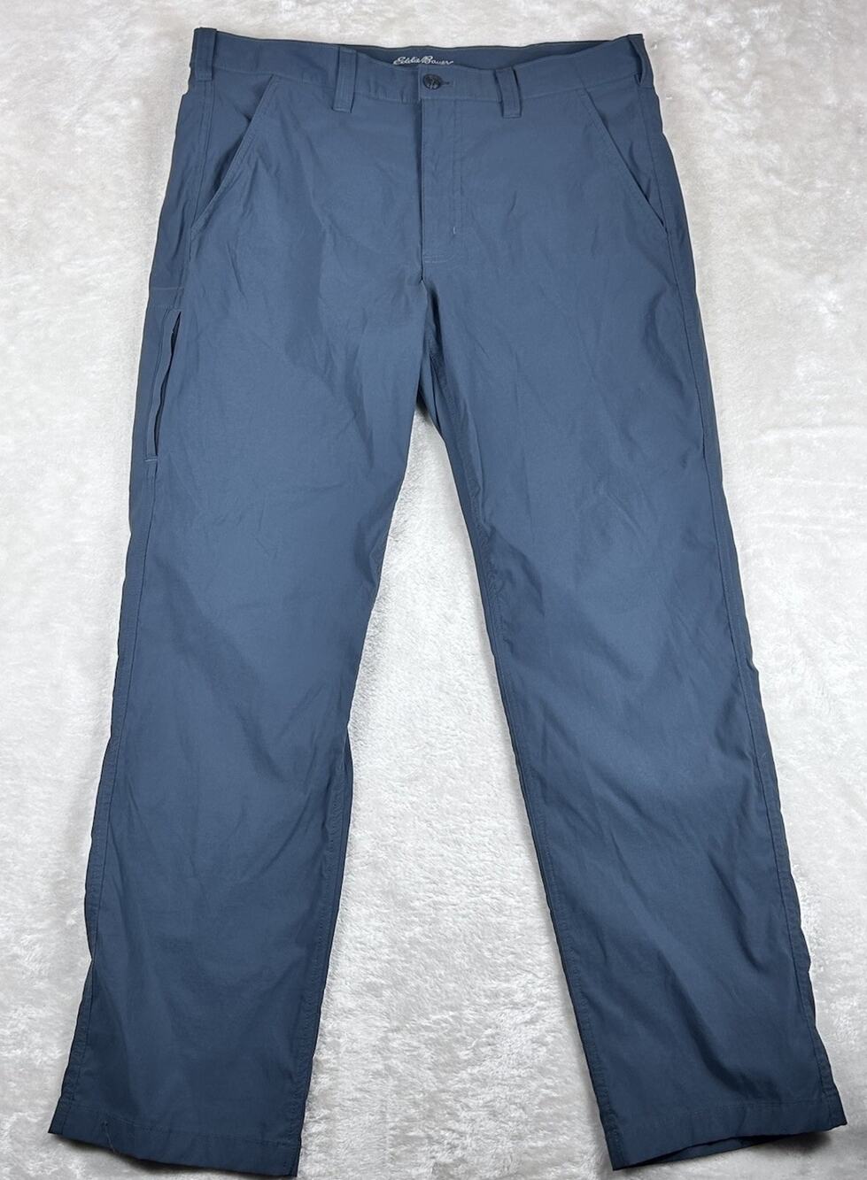 Eddie Bauer Travex Pants Mens 36x32 Gray Nylon Stretch Chino Travel Casual Men